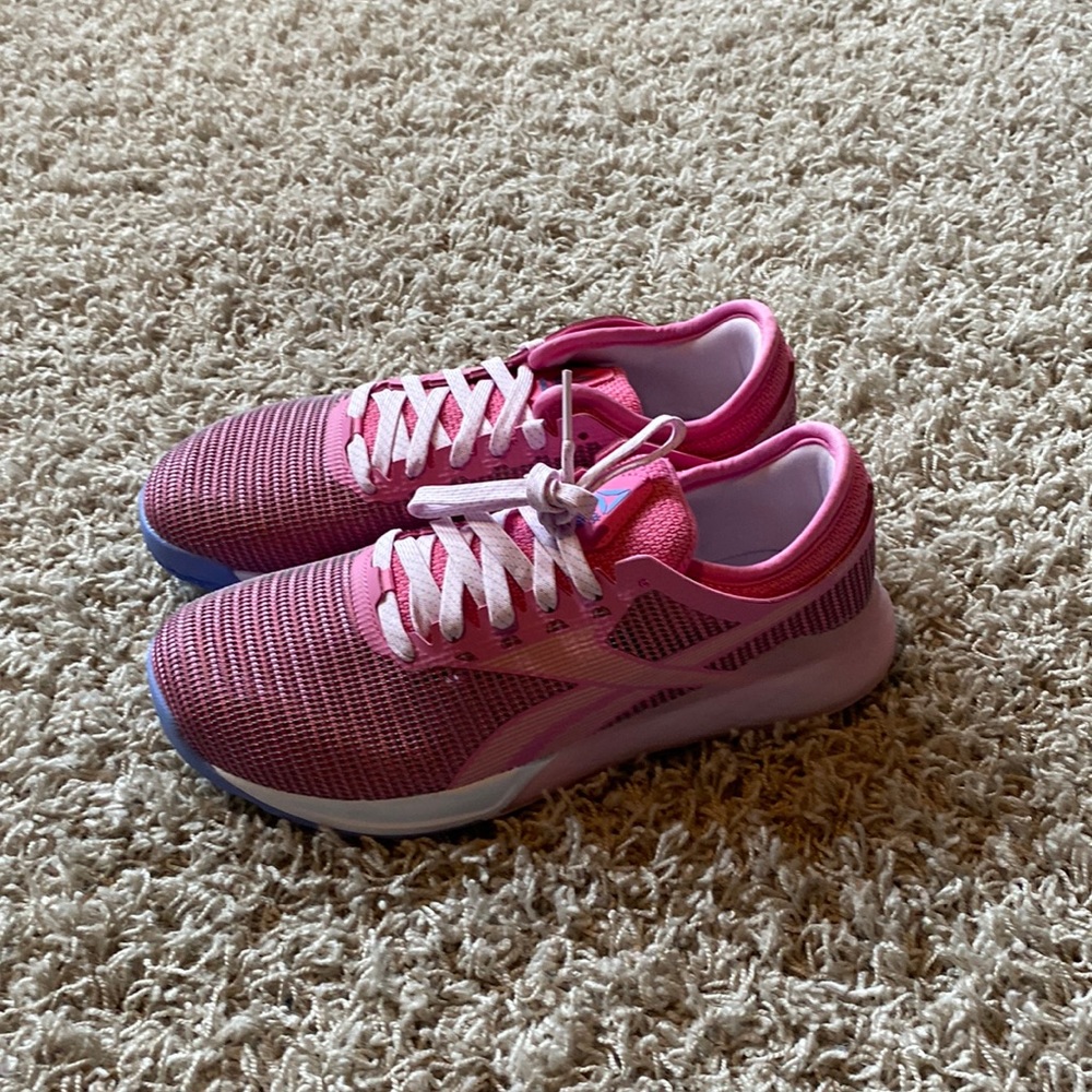 pink reebok crossfit shoes- accent blue